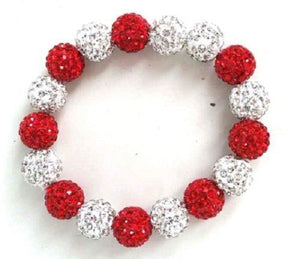 Red and White Rhinestone Stretch Bracelet ( 0073 CLRD )