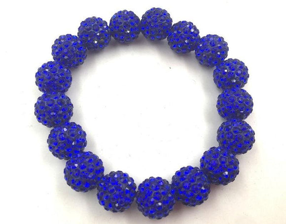 Royal Blue Rhinestone Ball Stretch Bracelet ( 02 18 ) - Ohmyjewelry.com