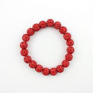 Red Rhinestone Shamballa Stretch Bracelet ( 02 14 ) - Ohmyjewelry.com