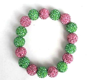 Pink and Green Rhinestone Stretch Bracelet ( 0073 )
