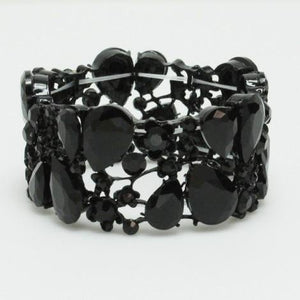 Black Stretch Bracelet with Black Rhinestones ( 0115 4J ) - Ohmyjewelry.com