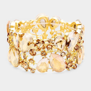 Gold Stretch Bracelet with Topaz Rhinestones ( 0115 2LT ) - Ohmyjewelry.com