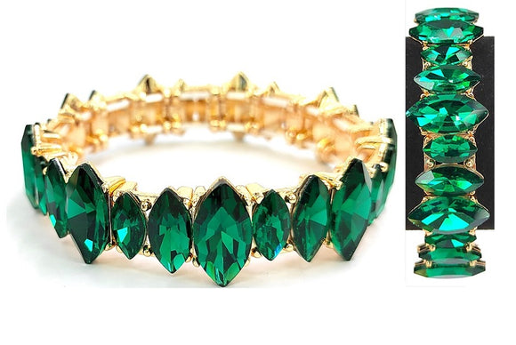 GOLD BRACELET GREEN STONES ( 0233 2G )