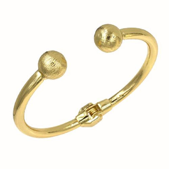 Gold Ball Hinged Cuff Bracelet ( 5341 GD )