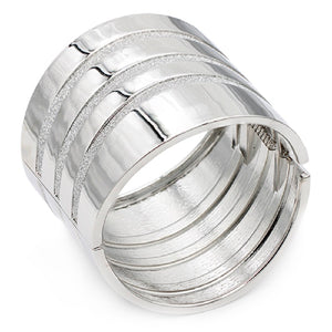 SILVER METAL BANGLE CLEAR STONES ( 5212 SV )