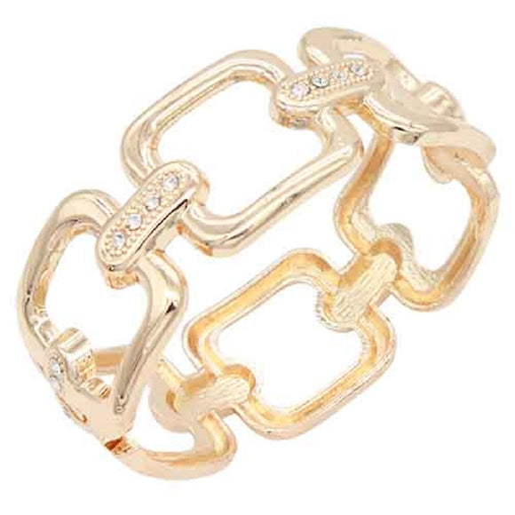GOLD METAL BANGLE CLEAR STONES ( 5505 GD )