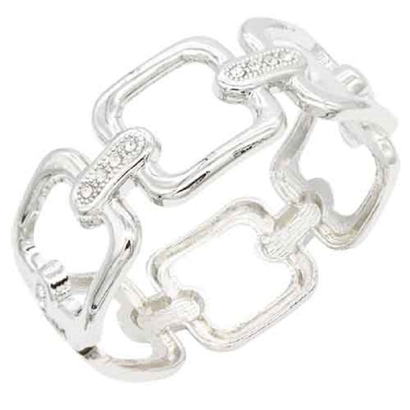 SILVER METAL BANGLE CLEAR STONES ( 5505 SV )