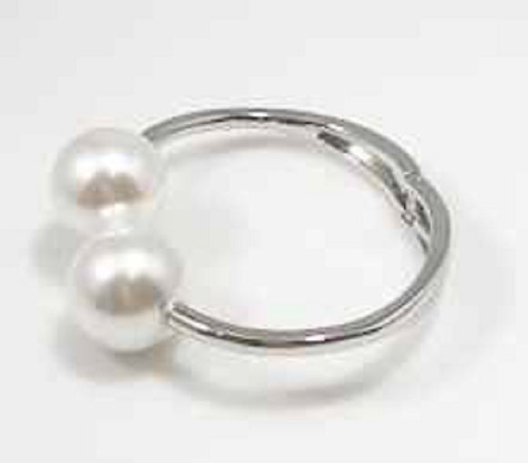 SILVER HINGED CUFF BRACELET WITH WHITE PEARL BALLS ( 3342 SWT )