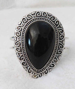 Silver and Black Teardrop Hinge Bangle ( 3400 ) - Ohmyjewelry.com