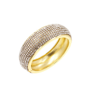 Gold Crystal Pave Hinged Bangle Bracelet ( 5321 GD )
