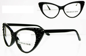 BLACK GLASSES WITH BLACK SWAROVSKI STONES UV 400 ( 591-1 BK ) - Ohmyjewelry.com