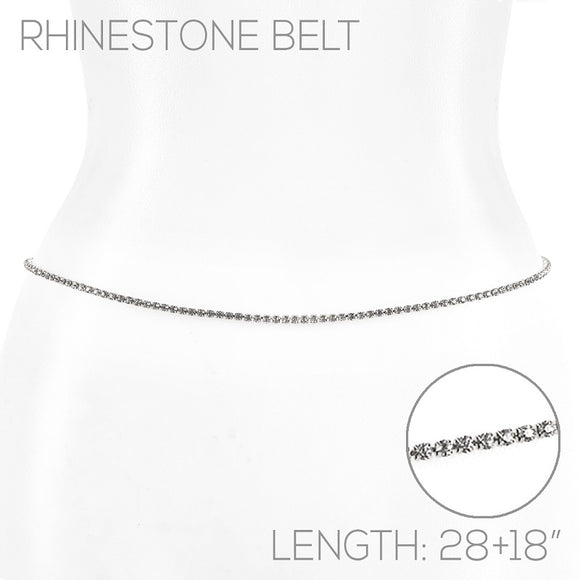 SILVER SINGLE LINE BELT CLEAR STONES ( 00070 CRS )