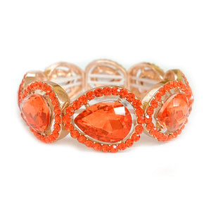 GOLD STRETCH BRACELET WITH ORANGE STONES ( 116 GOR )