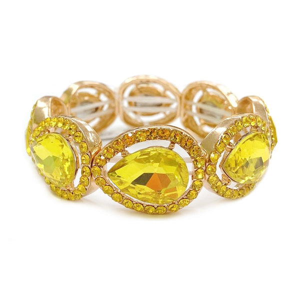 GOLD STRETCH BRACELET WITH YELLOW STONES ( 116 )