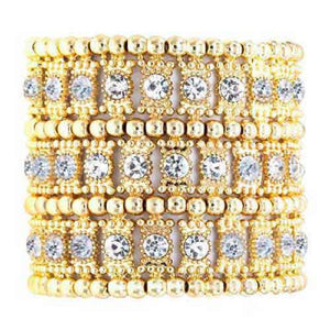 GOLD STRETCH BRACELET CLEAR STONES ( 7739 GDCL )