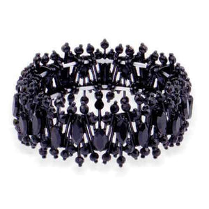 BLACK STRETCH BRACELET BLACK STONES ( 8052 JET )