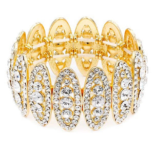 GOLD STRETCH BRACELETS CLEAR STONES ( 8067 GDCL )