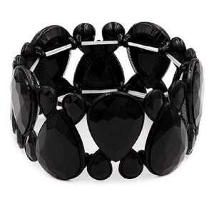 BLACK STRETCH BRACELET BLACK STONES ( 8078 JET )