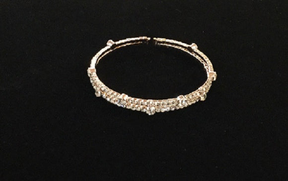 Rose Gold and Clear Rhinestone Flexible Stackable Cuff Bracelet