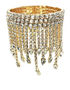 GOLD CUFF BANGLE CLEAR STONES ( 0242 2C )