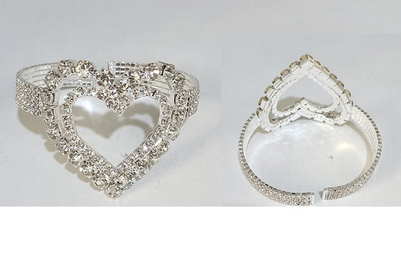 SILVER BANGLE HEART CLEAR STONES ( 0246 1C )