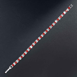 SILVER BRACELET RED CLEAR STONES ( 0010 SRD )