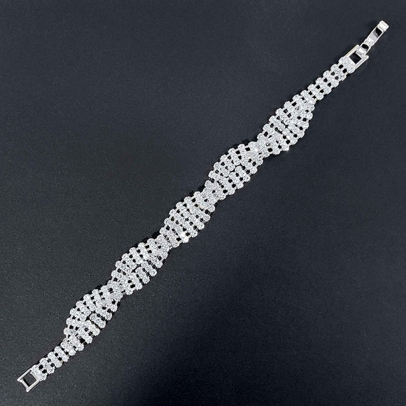 SILVER BRACELET CLEAR STONES ( 0011 S )