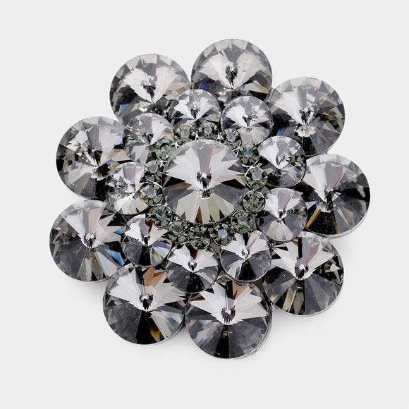 HEMATITE BROOCH BLACK DIAMOND RHINESTONES ( 1324 HBD )