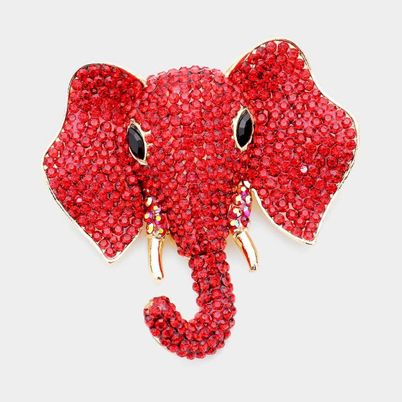 GOLD ELEPHANT BROOCH RED STONES ( 1378 GRD )