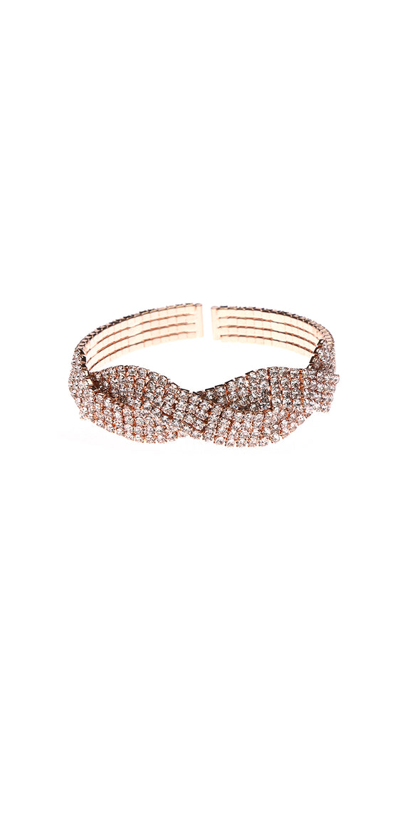 ROSE GOLD ADJUSTABLE BRACELET CLEAR STONES ( 30336 CLRGD )