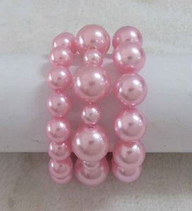 3 LAYER PINK STRETCH BRACELET ( 593 PK )