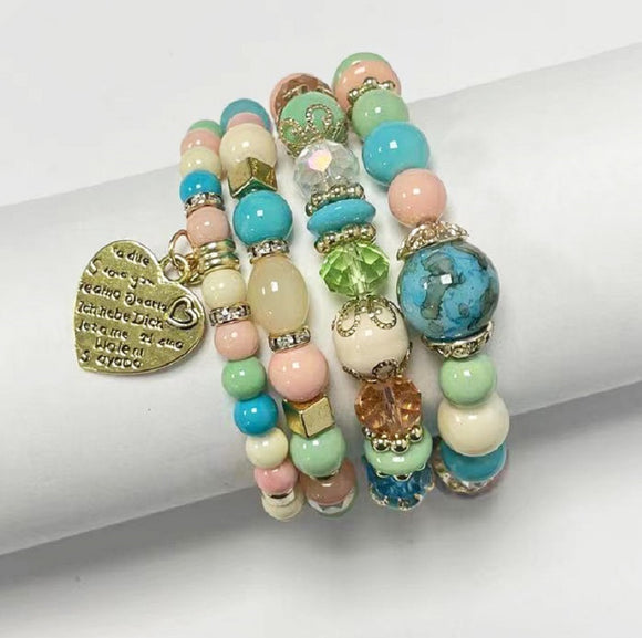 GOLD LIGHT MULTI COLOR STRETCH BRACELET ( 632 LMT )