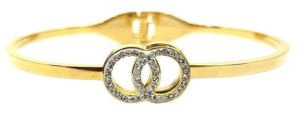 GOLD INFINITY BANGLE CLEAR STONES ( 0059 2C )