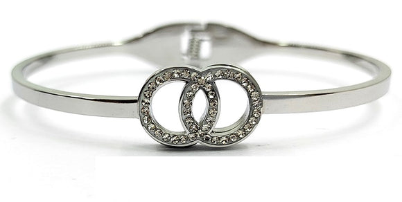SILVER INFINITY BANGLE CLEAR STONES ( 0059 3C )