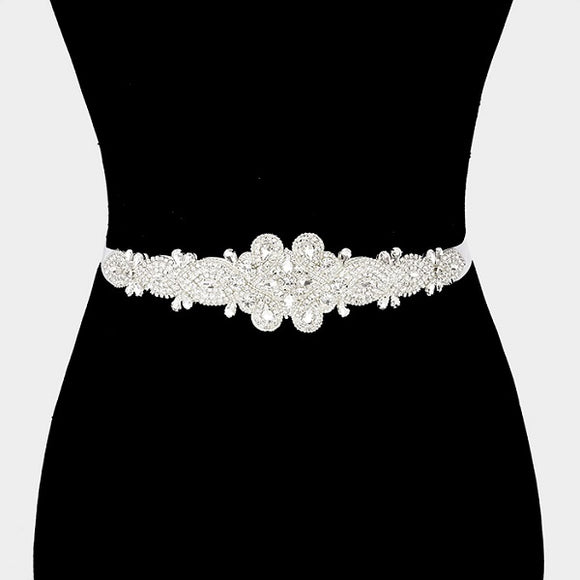 Clear Crystal Handmade Wedding Belt Sash ( 1078 )