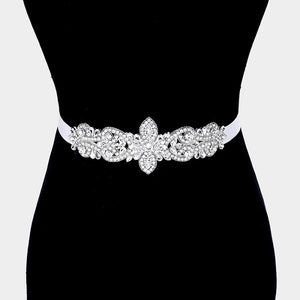 Clear Crystal Handmade Wedding Belt Sash ( 1093 )