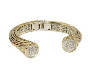 Two Tone CZ Cubic Zirconia Pave Cuff Bracelet ( 653 ) - Ohmyjewelry.com