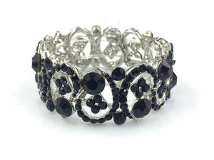 SILVER STRETCH BRACELET BLUE STONES ( 397 3 BL ) - Ohmyjewelry.com