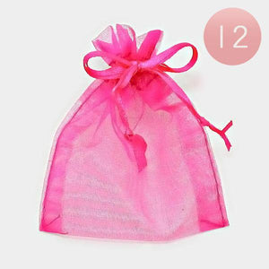 3" x 3.5" Fuchsia Pink Organza Gift Bag 12 Pieces S - Ohmyjewelry.com