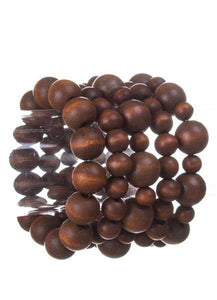 Wooden Brown Beaded 5 Layer Stretch Bracelets ( 0109 ) - Ohmyjewelry.com