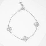 SILVER WHITE GOLD DIPPED BRACELET CLEAR CZ CUBIC ZIRCONIA STONES ( 2834 RCR )