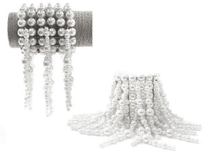 WHITE PEARL STRETCH BRACELET WITH DANGLING PEARLS ( 5029 )