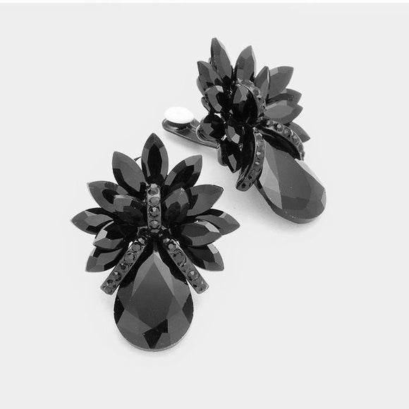 Large BLACK Pineapple Design Clip On Earrings ( 1404 ) - Ohmyjewelry.com