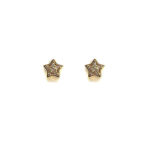 GOLD STAR STUD EARRINGS CZ CUBIC ZIRCONIA STONES