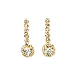 GOLD DANGLING EARRINGS CLEAR CZ CUBIC ZIRCONIA STONES ( 392 GL )