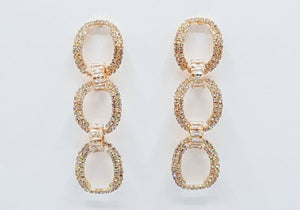 GOLD RING EARRINGS CLEAR STONES ( 5088 GD )