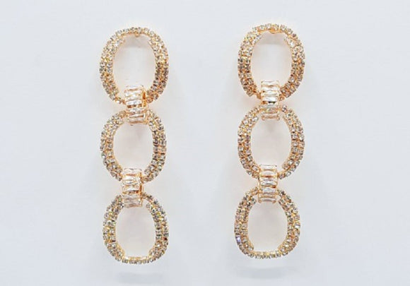 GOLD RING EARRINGS CLEAR STONES ( 5088 GD )