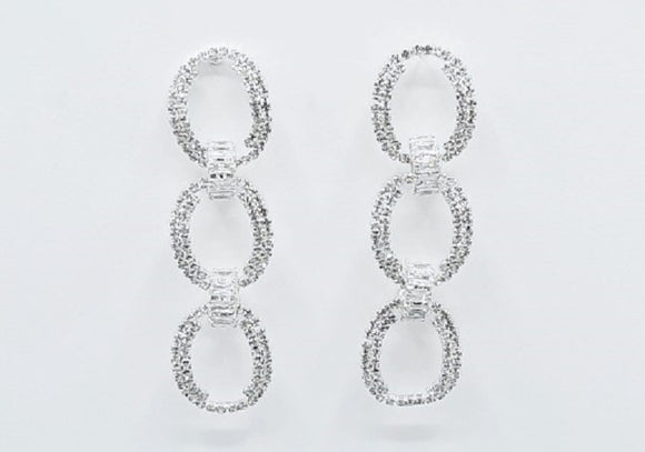 SILVER RING EARRINGS CLEAR STONES ( 5088 SIL )