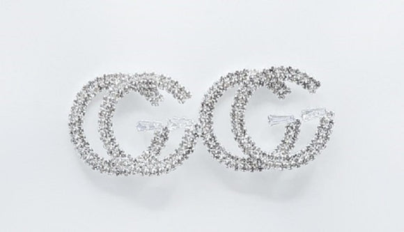 SILVER CG CLEAR STONES EARRINGS ( 5095 RH )