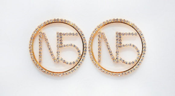 GOLD N5 EARRINGS CLEAR STONES